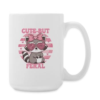 Mignon mais sauvage – Design de raton laveur mignon - Grande tasse 440 ml - blanc - Droite