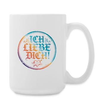 Ich Liebe Dich Spruch Bunt - Große Tasse 440 ml - Weiß - Rechts