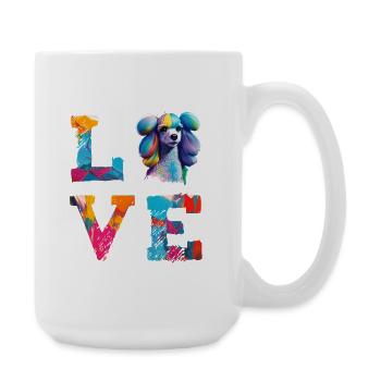 Caniche coloré Pop Art Love Dog Lover Design - Grande tasse 440 ml - blanc - Droite