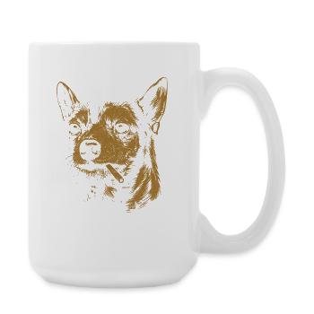 Chihuahua Smoking Funny Dog Humor Meme - Large Mug 440 ml - white - Right