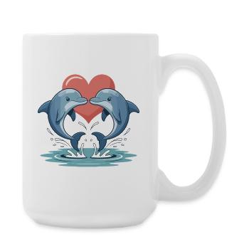 Delfin Paar Valentinstag - Große Tasse 440 ml - Weiß - Rechts