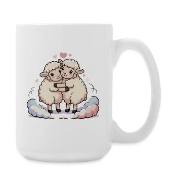 Cœur de couple mouton - Grande tasse 440 ml - blanc - Droite
