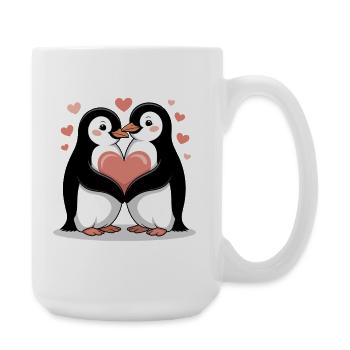 Couple de manchots pour la Saint-Valentin - Grande tasse 440 ml - blanc - Droite