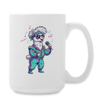 Party-Schaf Lama mit Mikrofon & Retro-Outfit - Große Tasse 440 ml - Weiß - Rechts