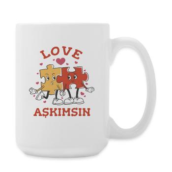 Love Askimsin: Puzzle Pieces in Love Design - Large Mug 440 ml - white - Right