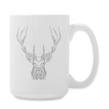Tech Deer – Geometrischer Hirsch in Grau - Große Tasse 440 ml - Weiß - Rechts