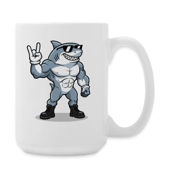 Lustiger Hai Rock Metal Musik Geschenk - Große Tasse 440 ml - Weiß - Rechts