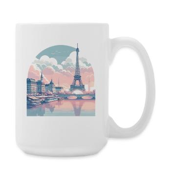 Paris pastel : Skyline sur la Seine - Grande tasse 440 ml - blanc - Droite