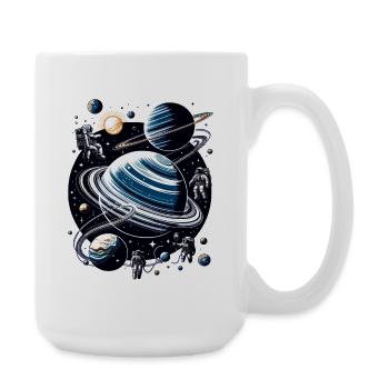 Orbite de planète annelée : Astronautes - Grande tasse 440 ml - blanc - Droite