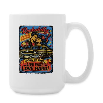 Rockabilly Vintage 50s Rock & Roll | Born to ride - Large Mug 440 ml - white - Right