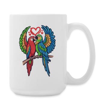 Love parrot duo in tropical style - Large Mug 440 ml - white - Right