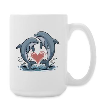 Heart dolphin duo in the water heart - Large Mug 440 ml - white - Right