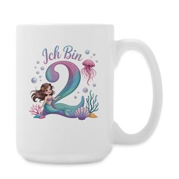 Je suis 2e anniversaire de la fille sirène - Grande tasse 440 ml - blanc - Droite