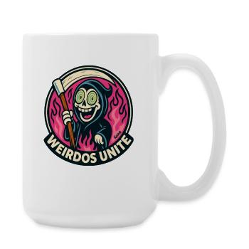 Lustiger irrer Sensenmann Weirdos vereinigt euch - Große Tasse 440 ml - Weiß - Rechts