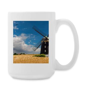 Moulin parmi les champs dorés - Grande tasse 440 ml - blanc - Droite