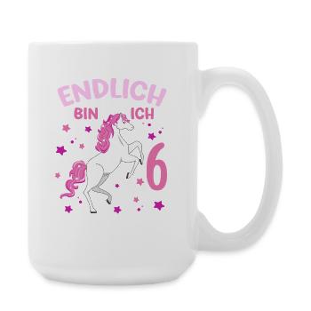 6 Jahre alt Pferd Endlich Bin Ich 6 Mädchen 6. - Große Tasse 440 ml - Weiß - Rechts