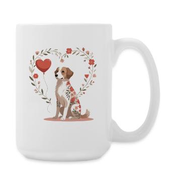 Motif de tatouage de chien en forme de cœur fleur - Grande tasse 440 ml - blanc - Droite