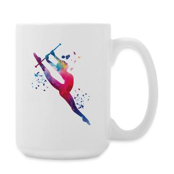 Gymnast with baton rhythmic gymnastics - Large Mug 440 ml - white - Right