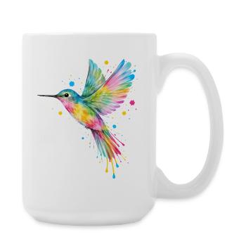 Farbenfroher Kolibri – Graffiti Vogelkunst - Große Tasse 440 ml - Weiß - Rechts
