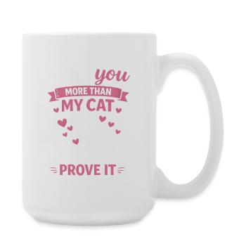  Love You More Than My Cat Funny Valentines Day - Large Mug 440 ml - white - Right
