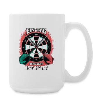 Ein Tag ohne Dart wird hart – Lustiges Darts Shirt - Große Tasse 440 ml - Weiß - Rechts