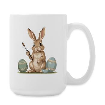Osterhase mit Pinsel - Große Tasse 440 ml - Weiß - Rechts