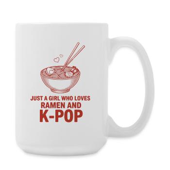 Nur ein Mädchen, das Ramen und koreanische K-Pop-Musik liebt - Große Tasse 440 ml - Weiß - Rechts