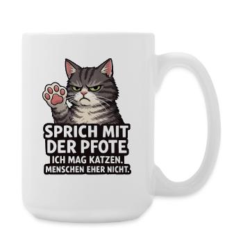 Sprich mit der Pfote – Grumpy Katze - Large Mug 440 ml - white - Right