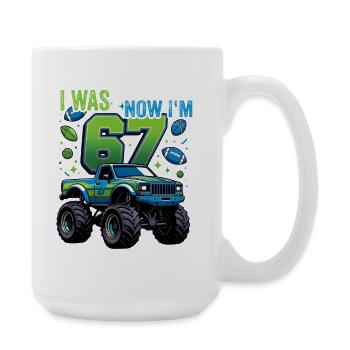 Monster Truck 7th Birthday Boy - Large Mug 440 ml - white - Right