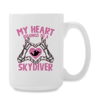 My heart belongs to the skydiver - Large Mug 440 ml - white - Right