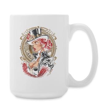 Steam Punk Beautiful Women Steampunk - Large Mug 440 ml - white - Right