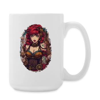 Steam Punk Beautiful Women Steampunk - Large Mug 440 ml - white - Right