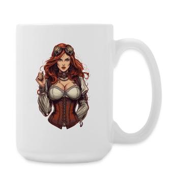 Steam Punk Beautiful Women Steampunk - Large Mug 440 ml - white - Right