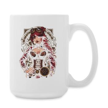 Steam Punk Beautiful Women Steampunk - Large Mug 440 ml - white - Right