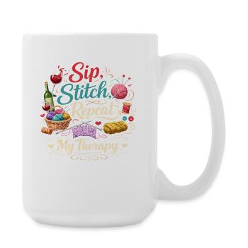 Sip Stitch Repeat Therapy - Large Mug 440 ml - white - Right