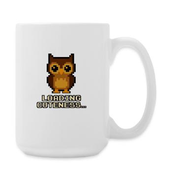 Pixel Eulen Loading Cuteness - Große Tasse 440 ml - Weiß - Rechts