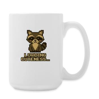 Pixel Waschbär: Niedlichkeit lädt - Große Tasse 440 ml - Weiß - Rechts