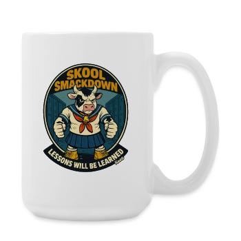 Kuh showdown in Schule  - Große Tasse 440 ml - Weiß - Rechts