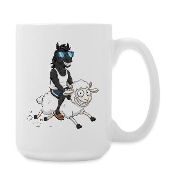 Menorca horse and sheep t-shirt - Large Mug 440 ml - white - Right