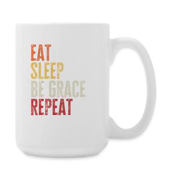 Mange, dors, sois Grace, répète le nom rétro - Grande tasse 440 ml - blanc - Droite