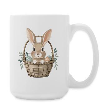 Happy Easter bunny in basket - Large Mug 440 ml - white - Right