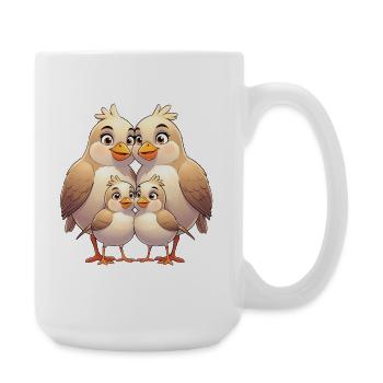 Câlin en famille d’oiseaux - Grande tasse 440 ml - blanc - Droite