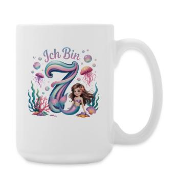 Ich Bin 7 Meerjungfrauen Mädchen 7. Geburtstag - Large Mug 440 ml - white - Right