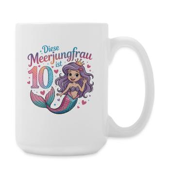 This Mermaid Is 10 Girl 10th Birthday - Large Mug 440 ml - white - Right