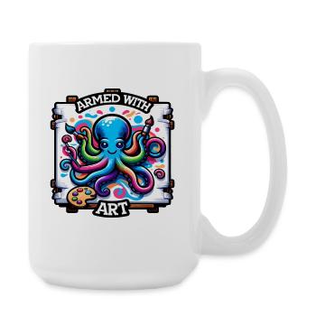 Kunst-Oktopus mit Farbflecken - Große Tasse 440 ml - Weiß - Rechts