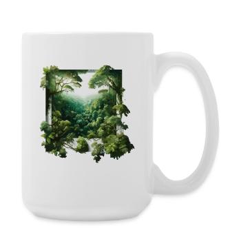 Window to the jungle green - Large Mug 440 ml - white - Right