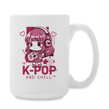 K-POP AND CHILL Kpop Korean Music Anime Cute - Large Mug 440 ml - white - Right