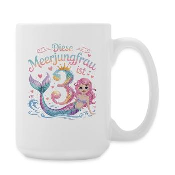 Cette sirène a 3 ans de filles - Grande tasse 440 ml - blanc - Droite