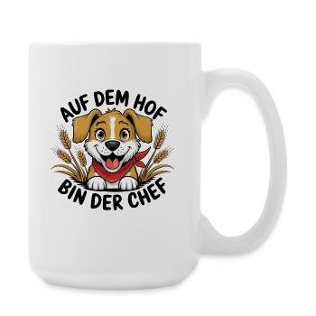  Auf Dem Hof Bin Der Chef Lustiger Bauernhof Hund - Große Tasse 440 ml - Weiß - Rechts