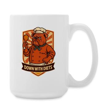 Keine-Diät-Koch-Bulldogge - Große Tasse 440 ml - Weiß - Rechts